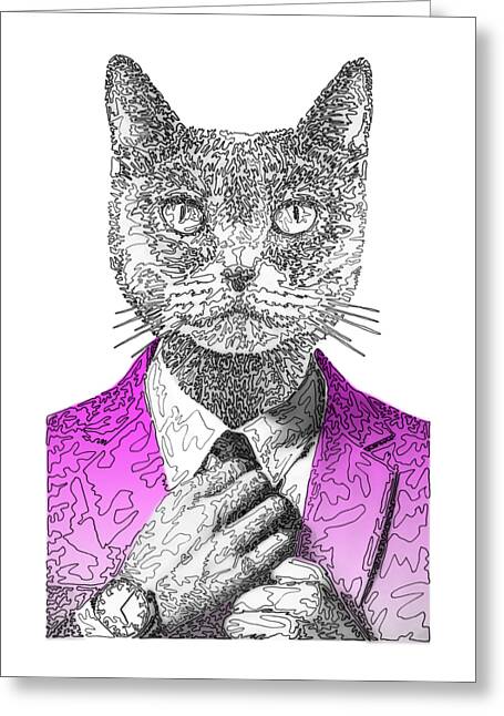 MAGENTA Cool Cat - Greeting Card