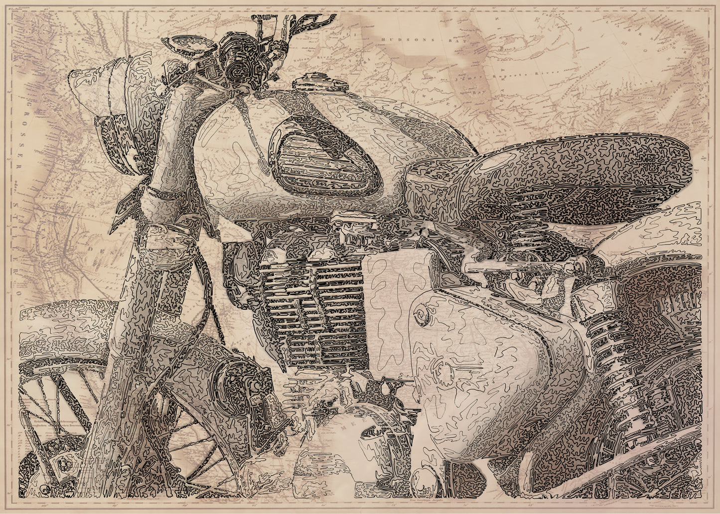 Travelogue - Royal Enfield - Art Print