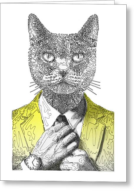 YELLOW Cool Cat - Greeting Card
