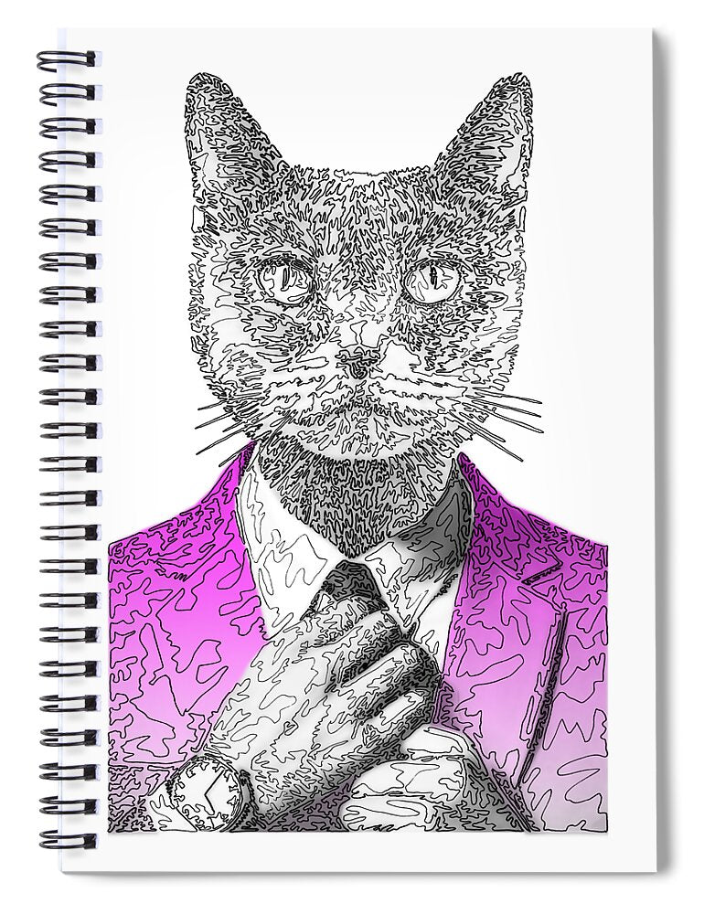 MAGENTA Cool Cat - Spiral Notebook