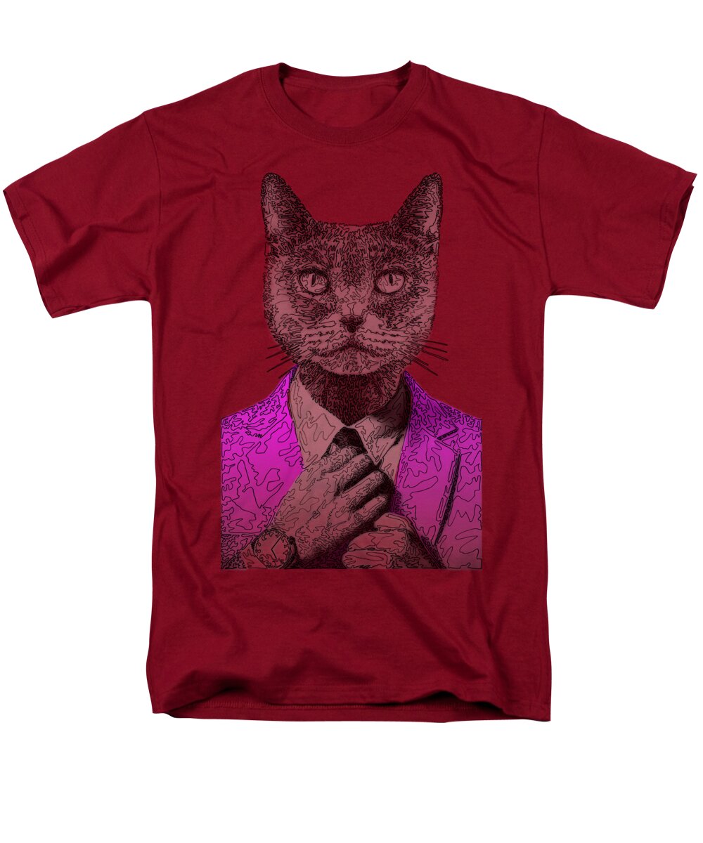 MAGENTA Cool Cat - Men's T-Shirt  (Regular Fit)