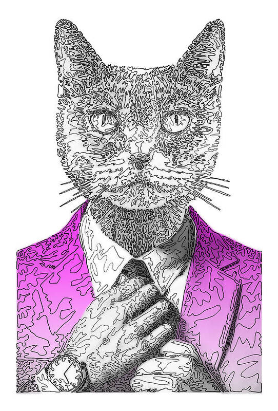 MAGENTA Cool Cat - Art Print
