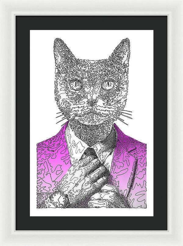 MAGENTA Cool Cat - Framed Print