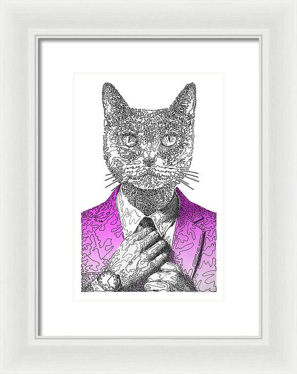 MAGENTA Cool Cat - Framed Print