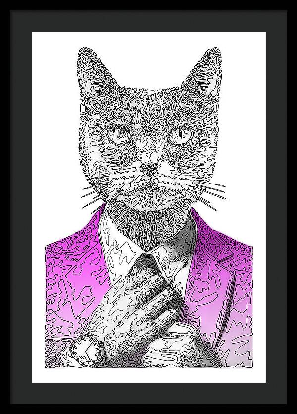 MAGENTA Cool Cat - Framed Print