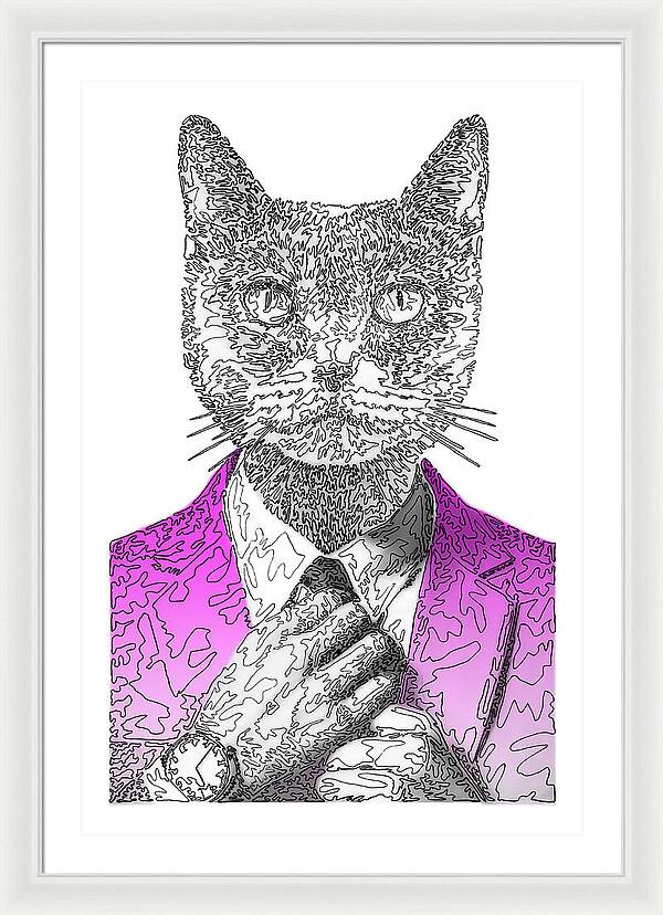 MAGENTA Cool Cat - Framed Print