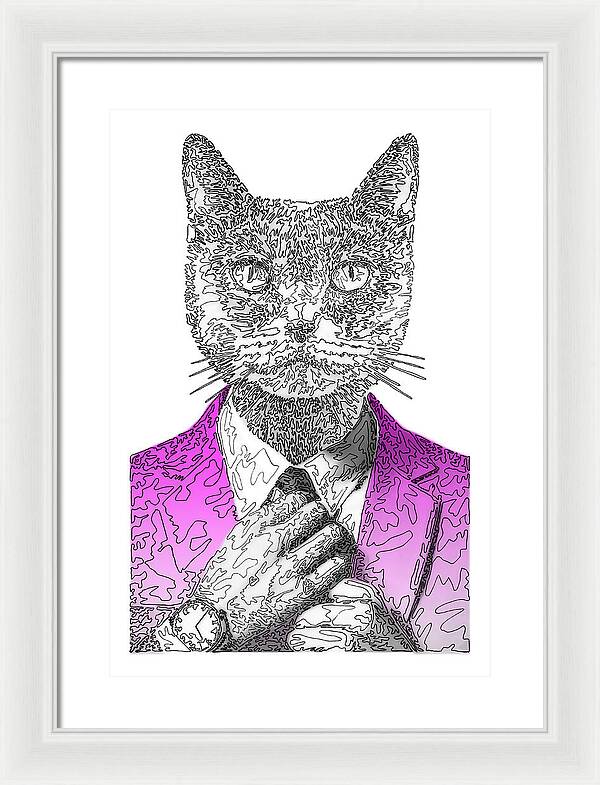 MAGENTA Cool Cat - Framed Print