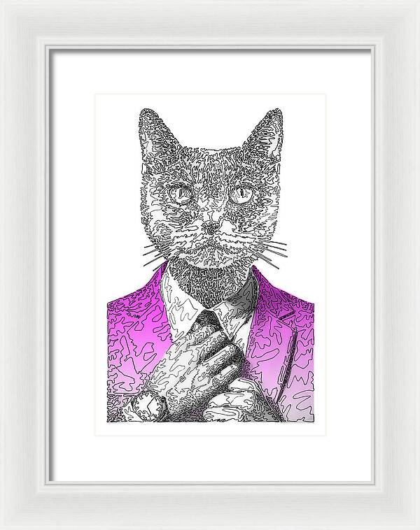 MAGENTA Cool Cat - Framed Print