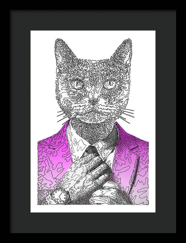 MAGENTA Cool Cat - Framed Print