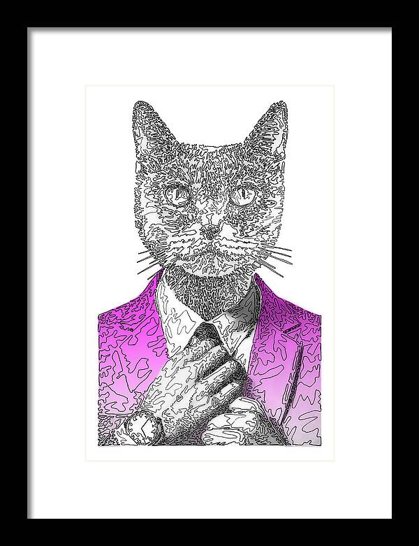 MAGENTA Cool Cat - Framed Print