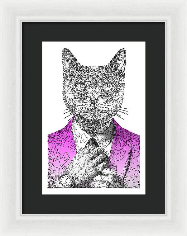 MAGENTA Cool Cat - Framed Print