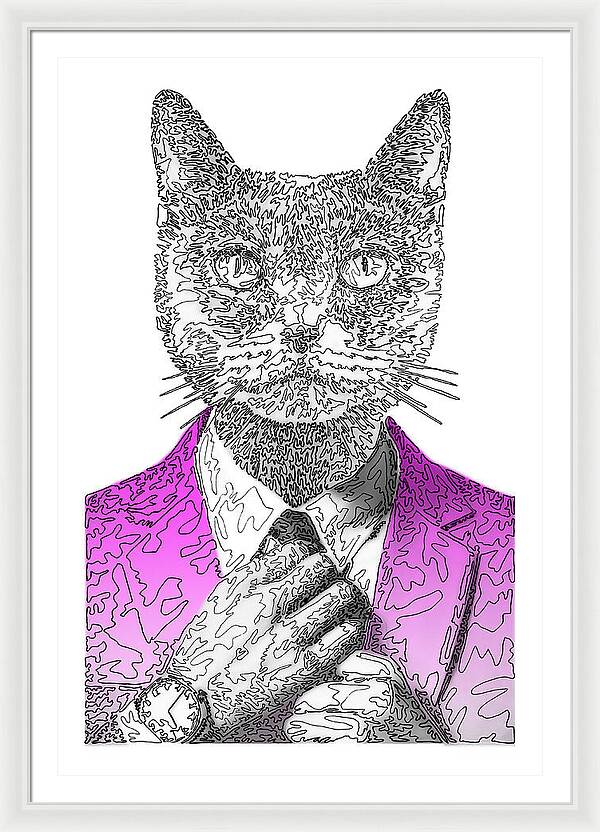 MAGENTA Cool Cat - Framed Print