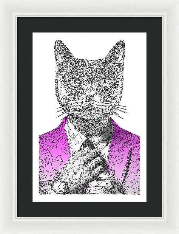 MAGENTA Cool Cat - Framed Print