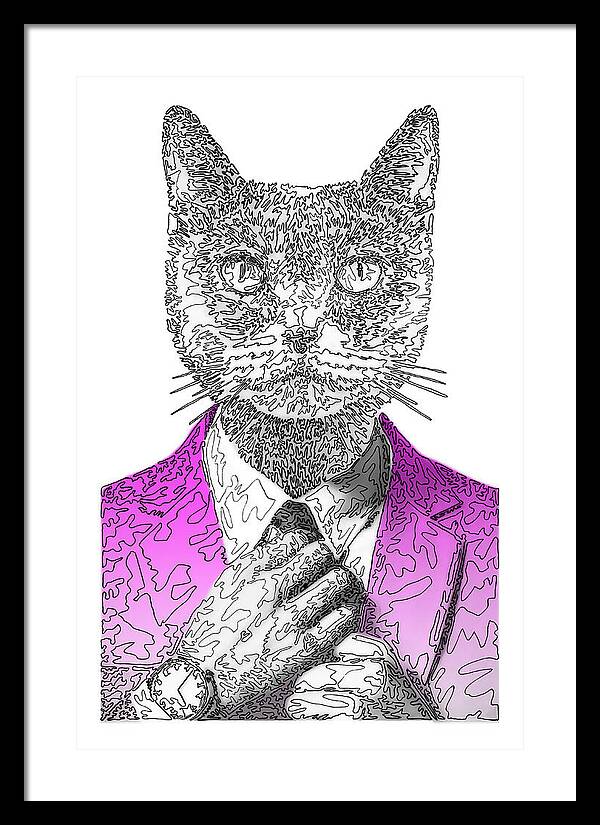 MAGENTA Cool Cat - Framed Print