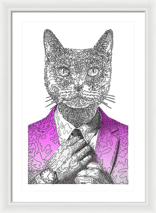 MAGENTA Cool Cat - Framed Print