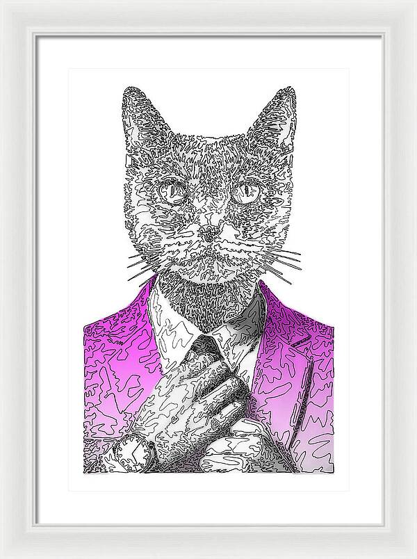 MAGENTA Cool Cat - Framed Print