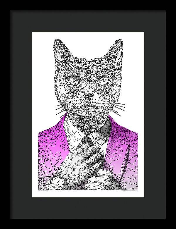 MAGENTA Cool Cat - Framed Print