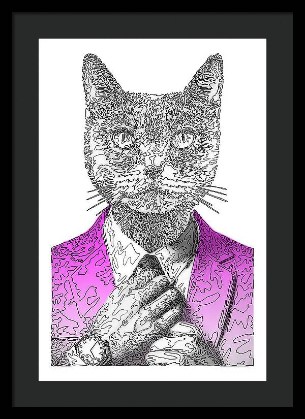 MAGENTA Cool Cat - Framed Print