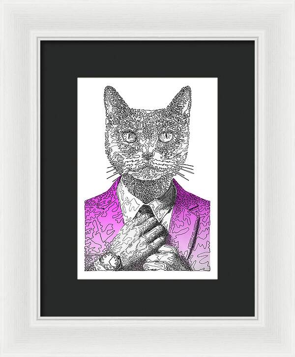MAGENTA Cool Cat - Framed Print
