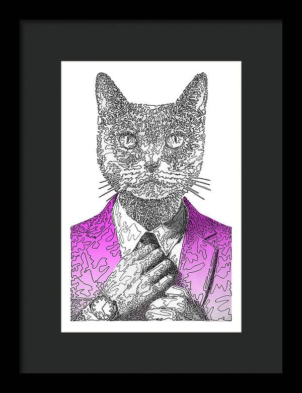 MAGENTA Cool Cat - Framed Print