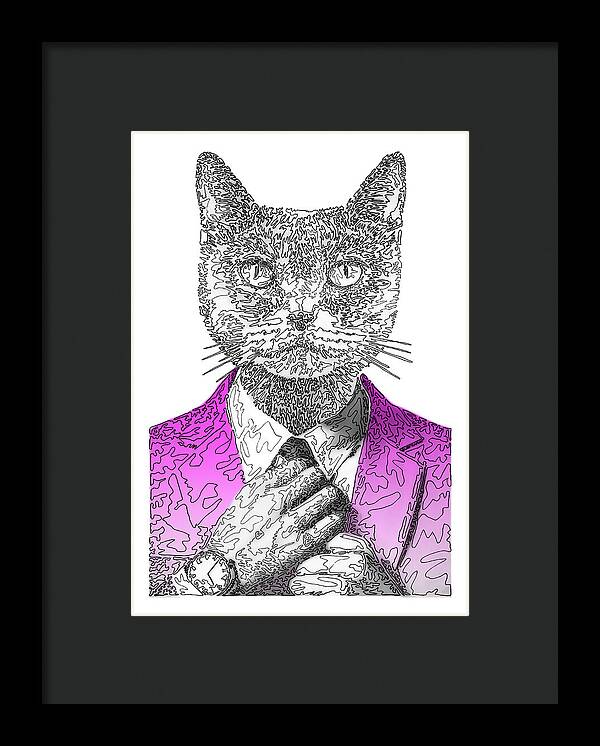 MAGENTA Cool Cat - Framed Print