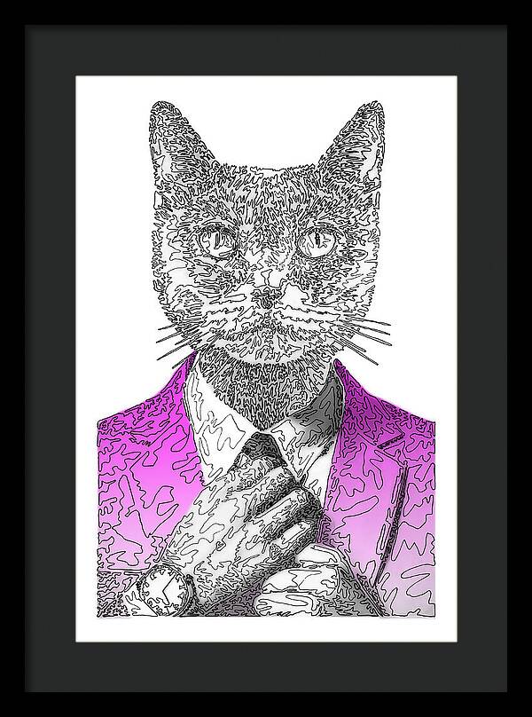 MAGENTA Cool Cat - Framed Print