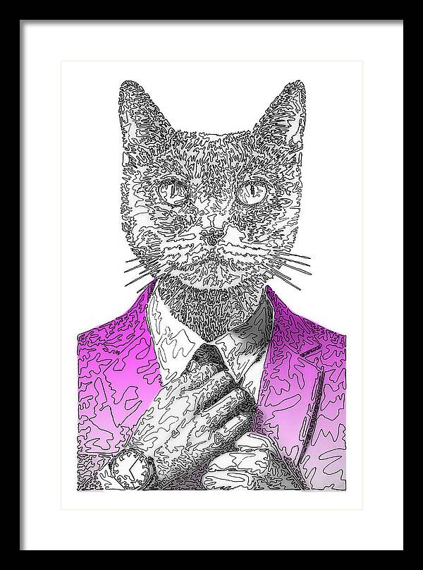 MAGENTA Cool Cat - Framed Print