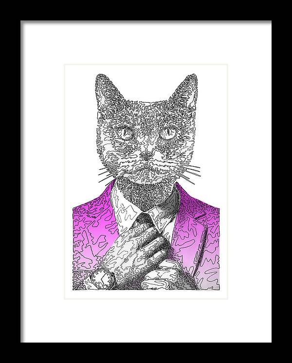 MAGENTA Cool Cat - Framed Print