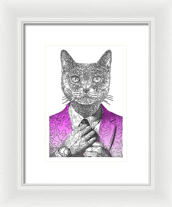 MAGENTA Cool Cat - Framed Print