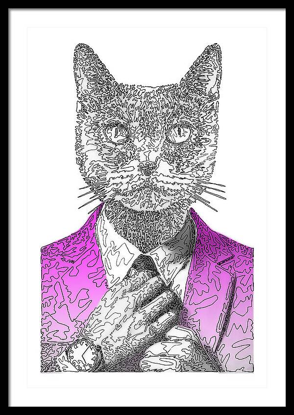 MAGENTA Cool Cat - Framed Print