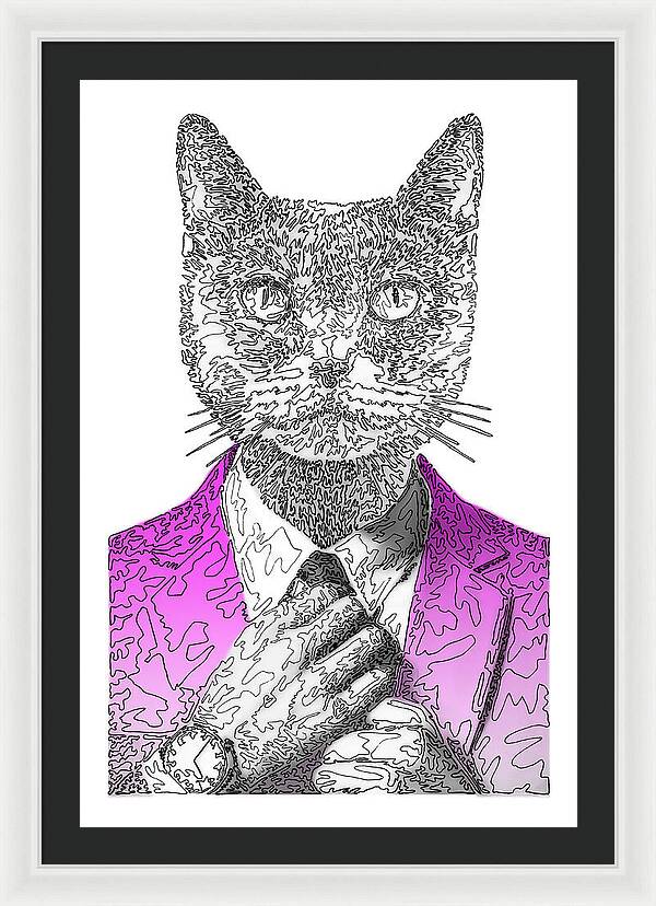 MAGENTA Cool Cat - Framed Print