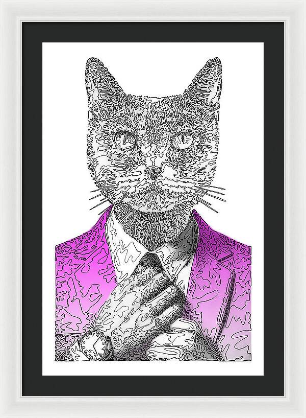 MAGENTA Cool Cat - Framed Print