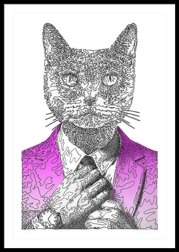 MAGENTA Cool Cat - Framed Print