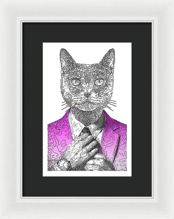 MAGENTA Cool Cat - Framed Print