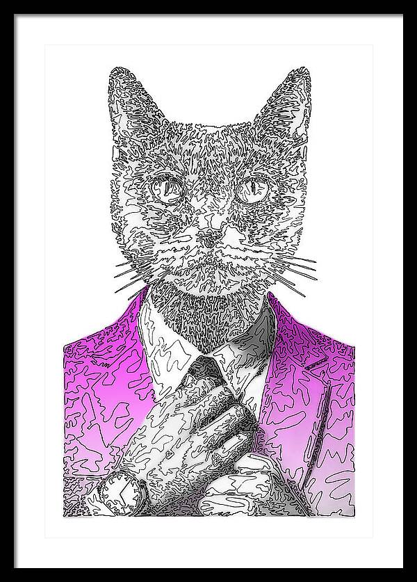 MAGENTA Cool Cat - Framed Print