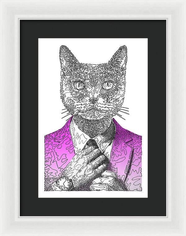 MAGENTA Cool Cat - Framed Print