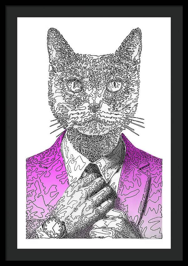 MAGENTA Cool Cat - Framed Print