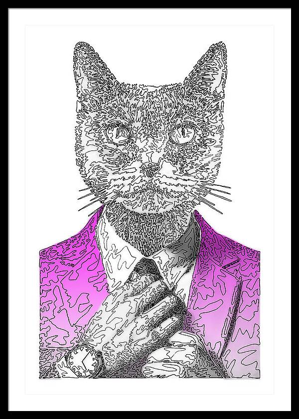 MAGENTA Cool Cat - Framed Print