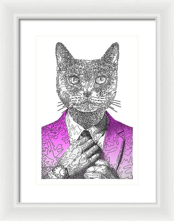 MAGENTA Cool Cat - Framed Print