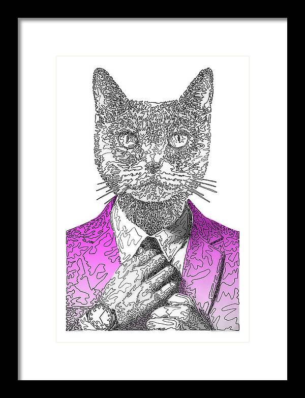 MAGENTA Cool Cat - Framed Print