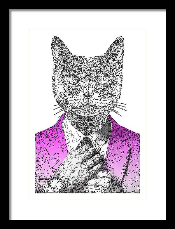 MAGENTA Cool Cat - Framed Print