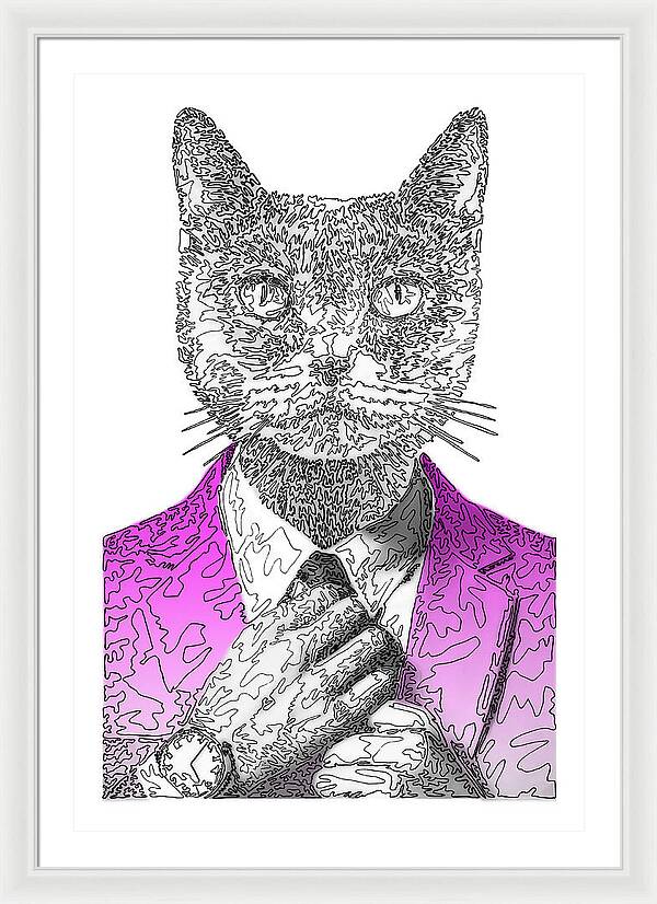 MAGENTA Cool Cat - Framed Print