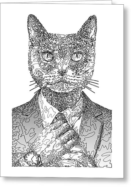 GREY Cool Cat - Greeting Card
