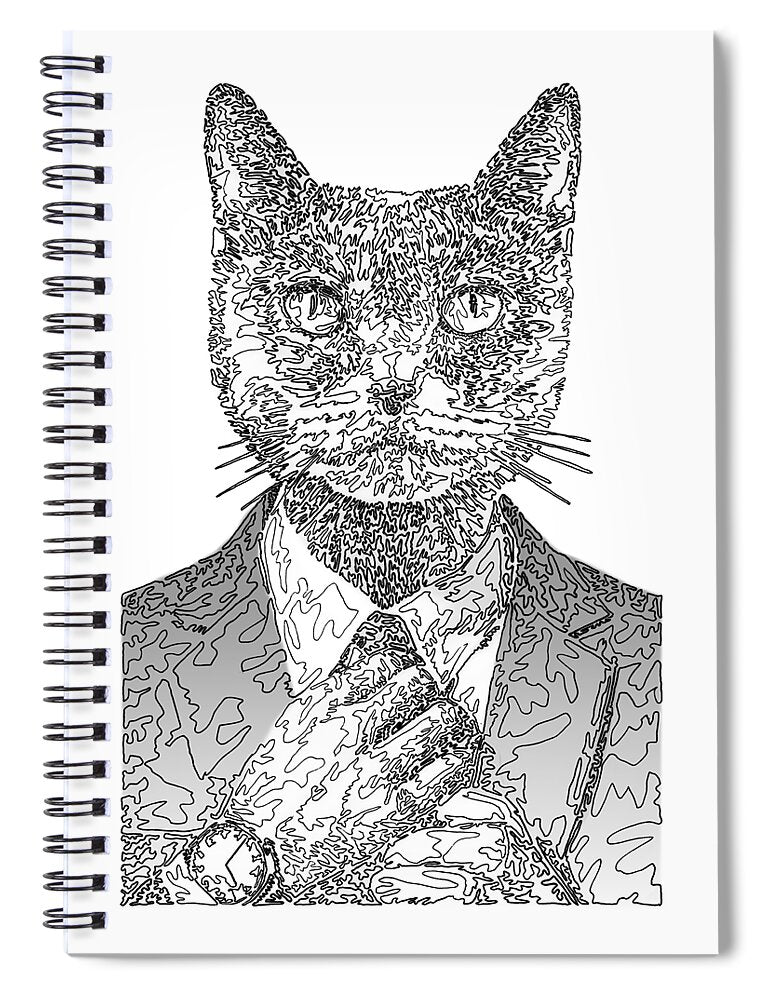 GREY Cool Cat - Spiral Notebook