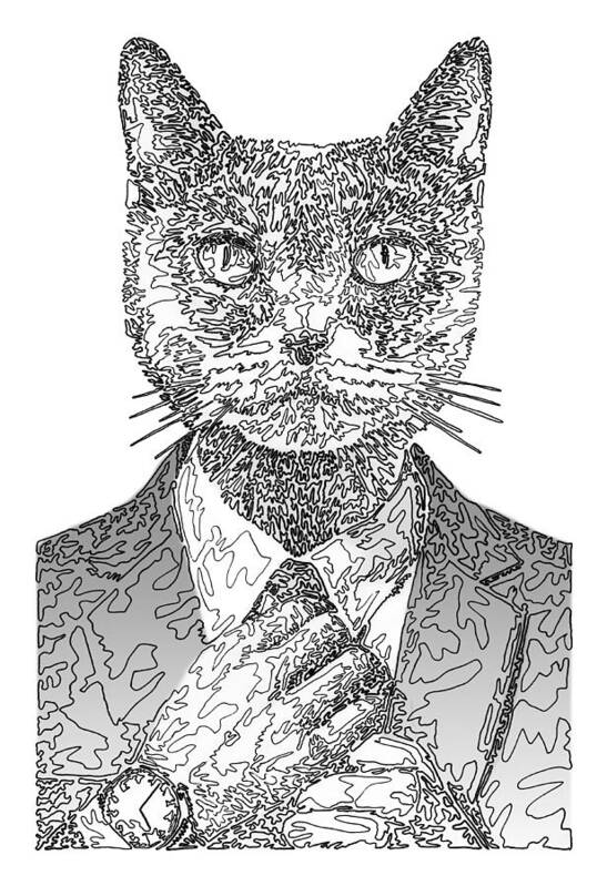 GREY Cool Cat - Art Print
