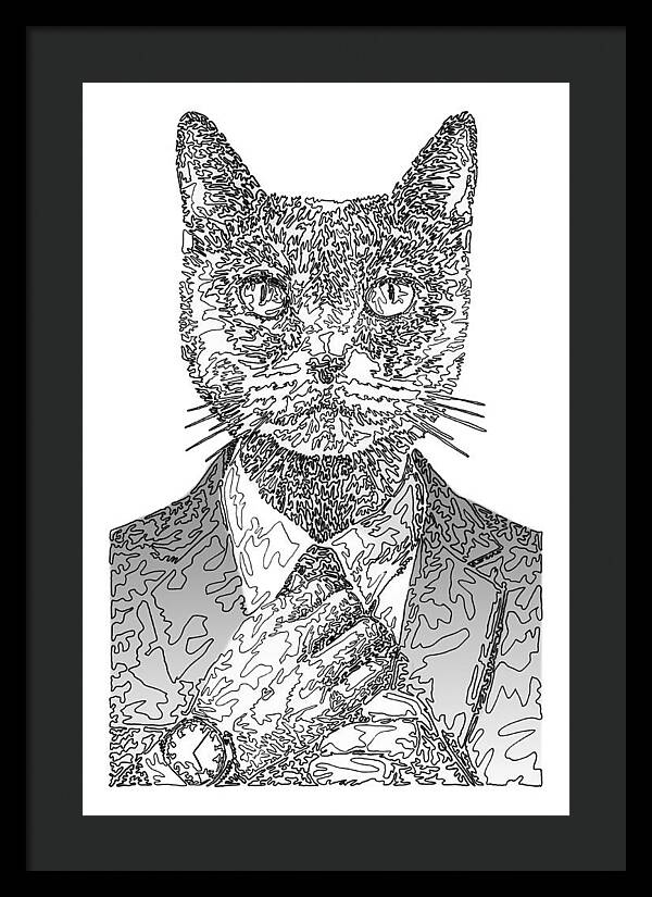 GREY Cool Cat - Framed Print