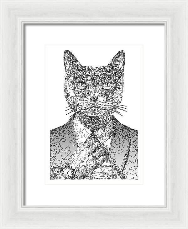 GREY Cool Cat - Framed Print