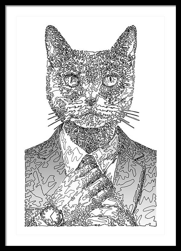 GREY Cool Cat - Framed Print