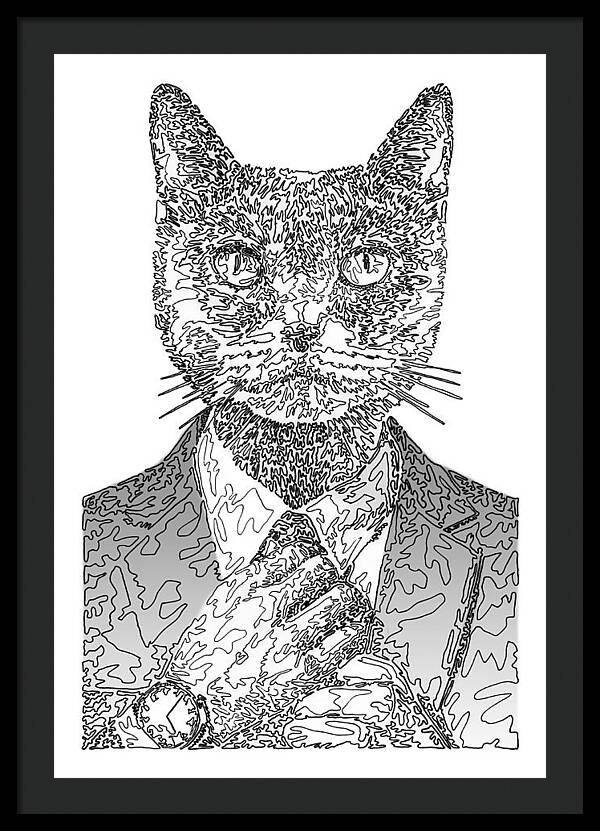 GREY Cool Cat - Framed Print