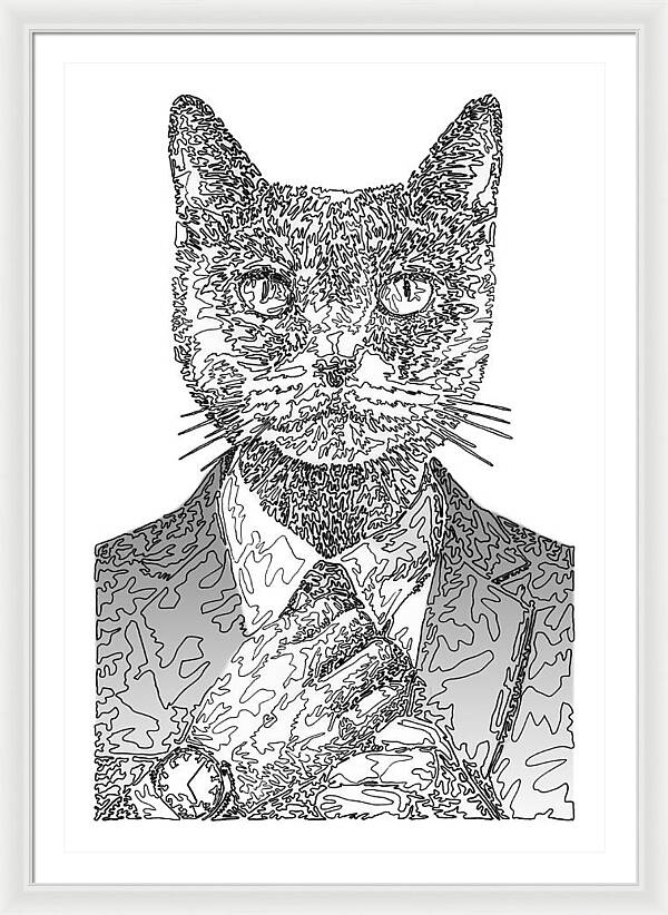 GREY Cool Cat - Framed Print